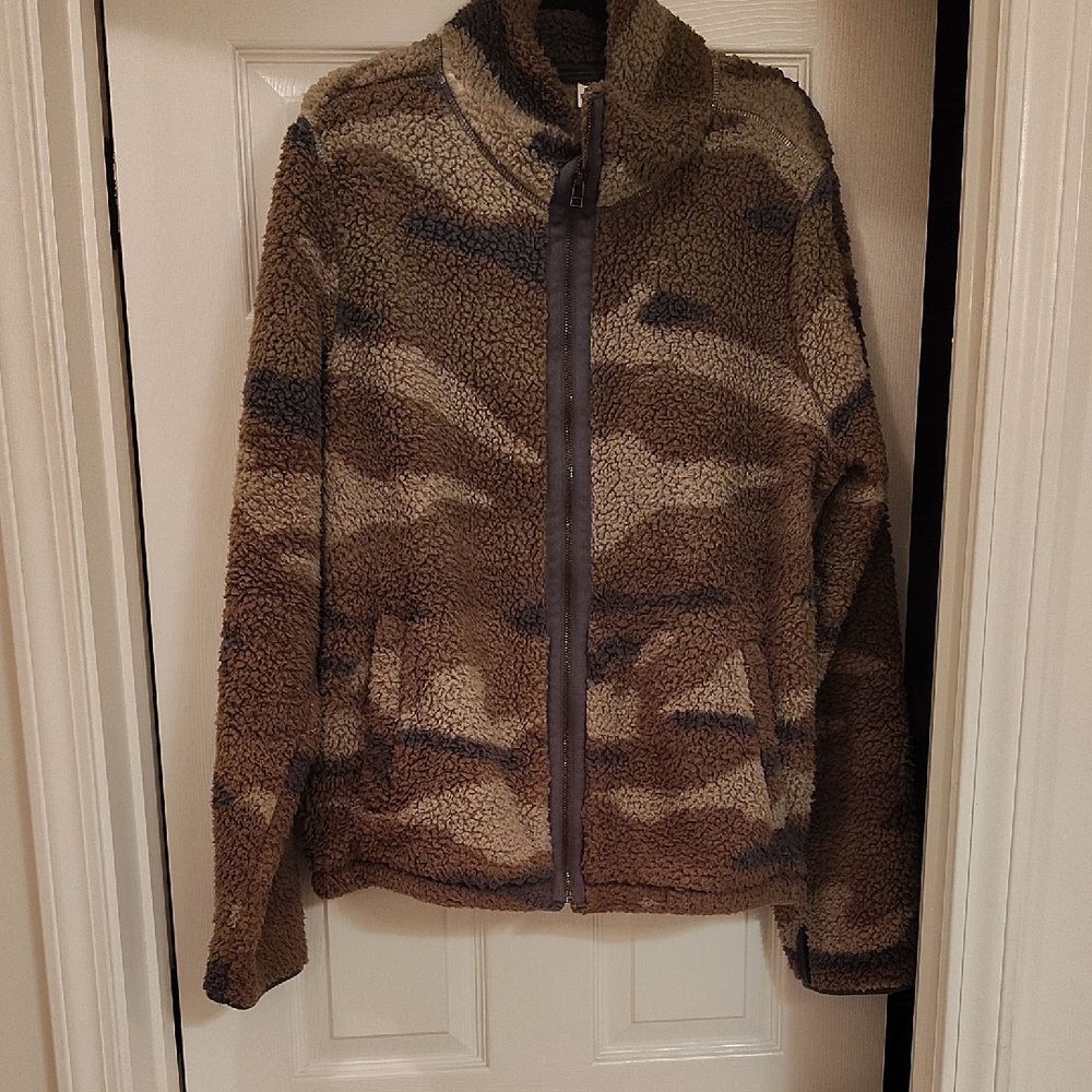 🆕Camouflage Unlined Zip Front Sherpa Jacket Sz XL Tall